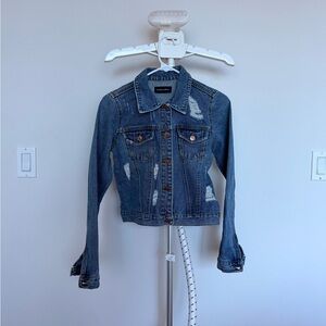 Trendy Blue Distressed Jacket